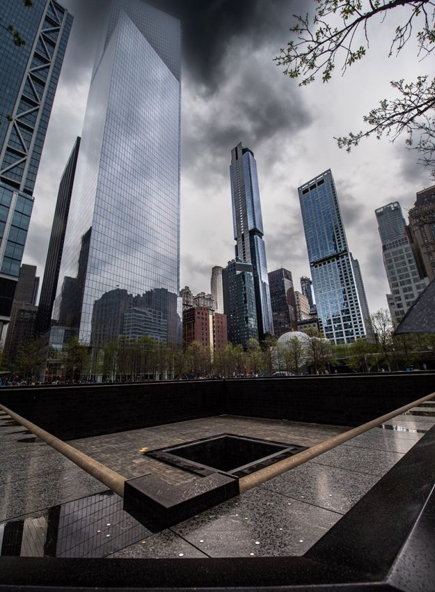 World Trade Center reflected in glass