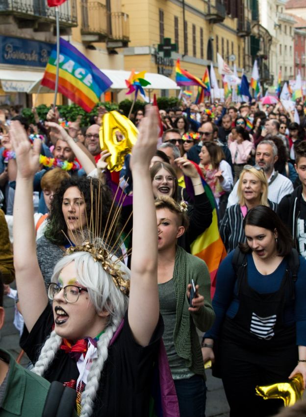 People marching through the city